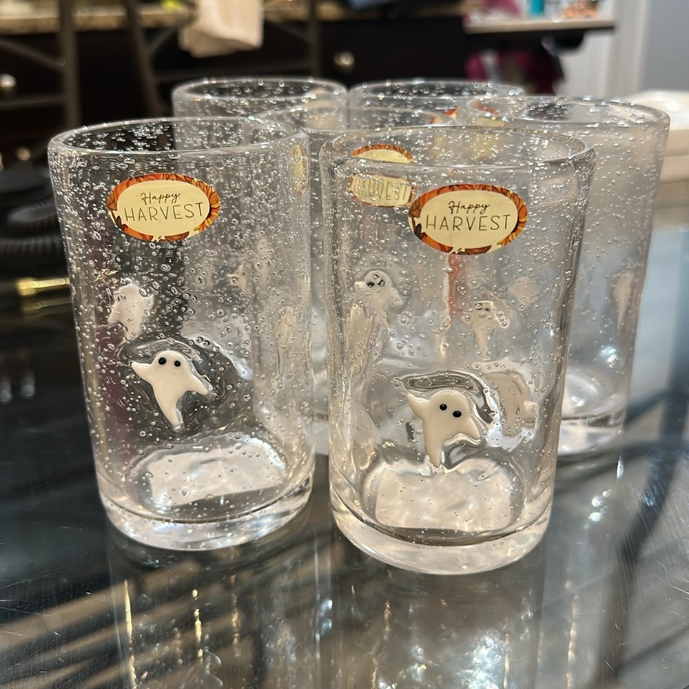 🦋6 Spooky Ghost Happy Harvest Glass – Halloween 👻 Glass
